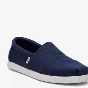 Toms Blue Canvas Slip-On Loafers with Rubber Sole